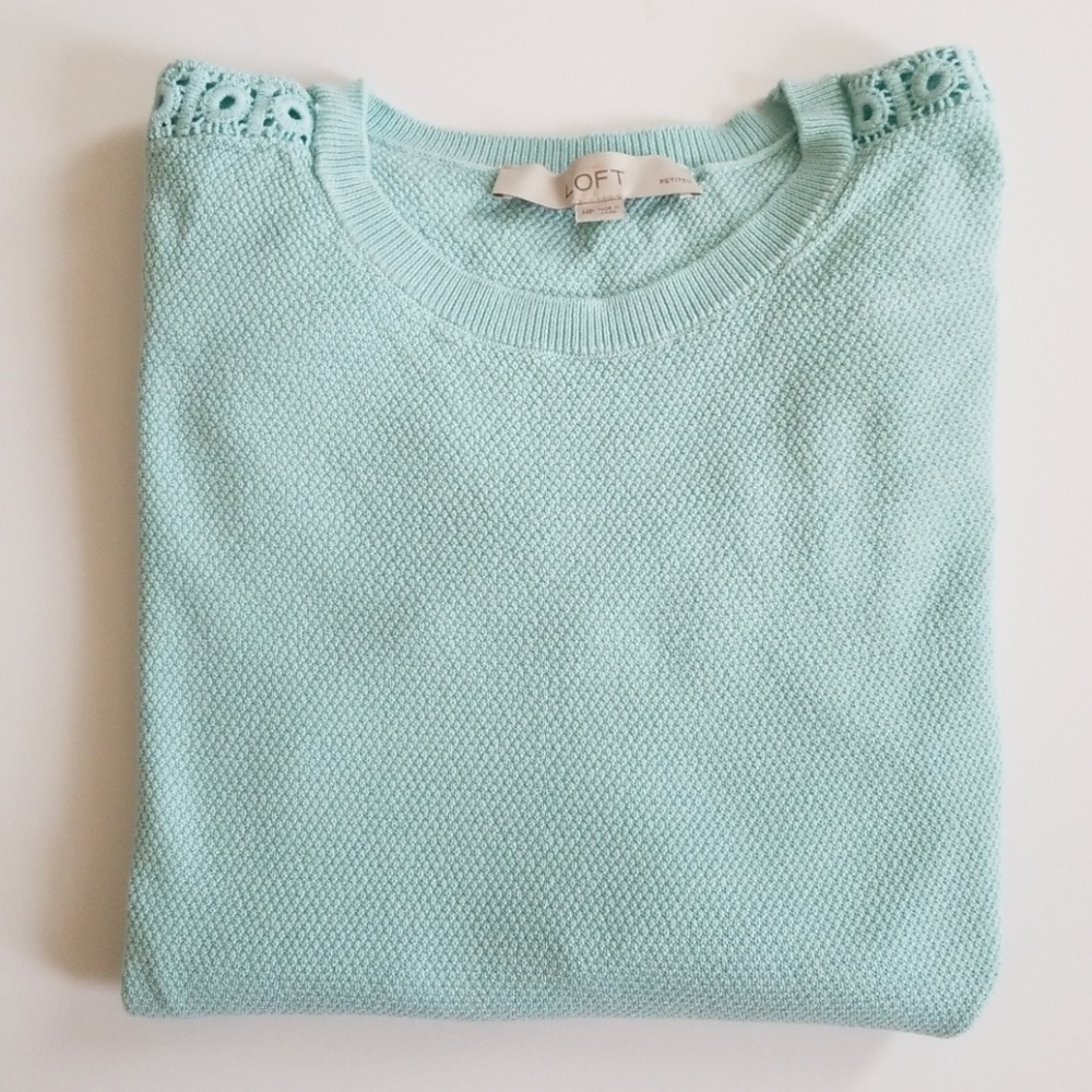 Loft Light Bl/Gr Sweater, Eyelet Detail, MP